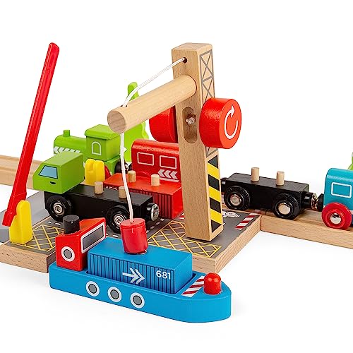 Bigjigs Rail, Shipping Container Yard, Wooden Toys, Wooden Crane, Wooden Train Track Accessories, Bigjigs Train Accessories, Train Toy, Kids Train Set - Image 5