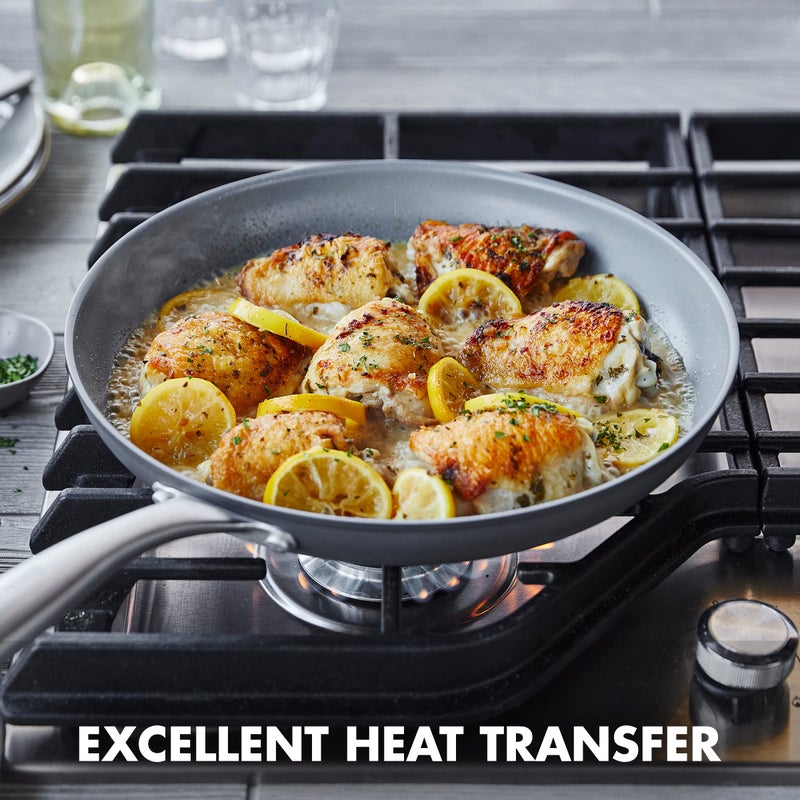 GreenPan Lima Hard Anodized 8" 10" & 12" Frying Pan Skillet Set, Ceramic Nonstick, PFAS-Free Nontoxic Pots & Pans, Oven & Broiler Safe, Stainless Steel Handles, Cookware for Eggs & Omelet, Gray - Image 3