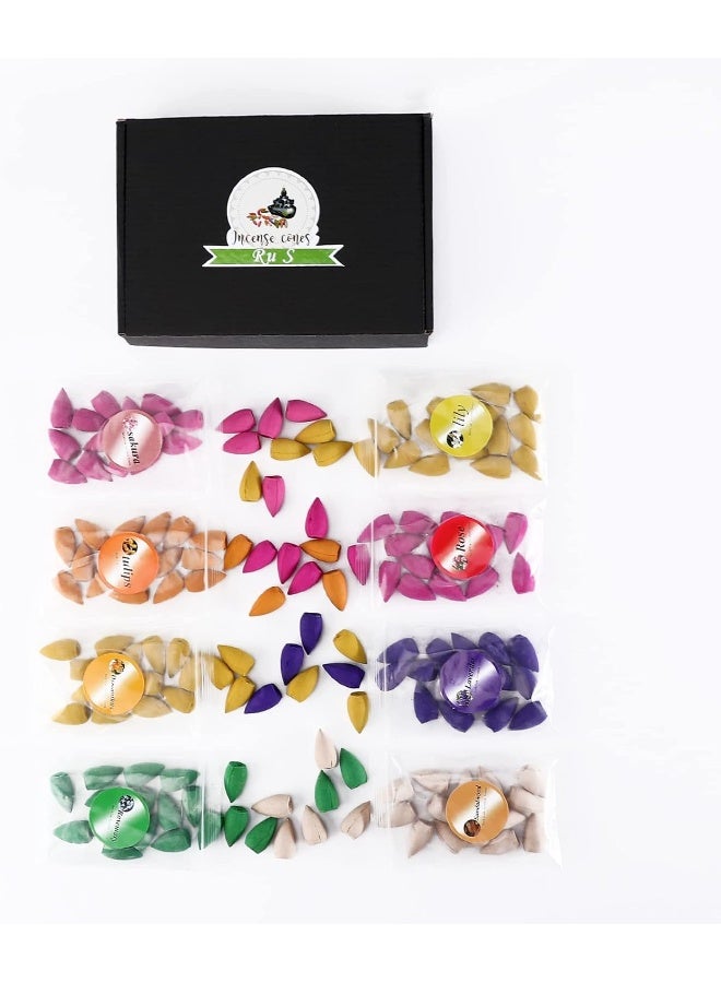 Ru S 152 Pcs Backflow Incense Cones 8 Mixed Natural Scents Sandalwood Rose Lily Tulips Rosemary Lavender Sakura Osmanthus(Incense Cones) - Image 5