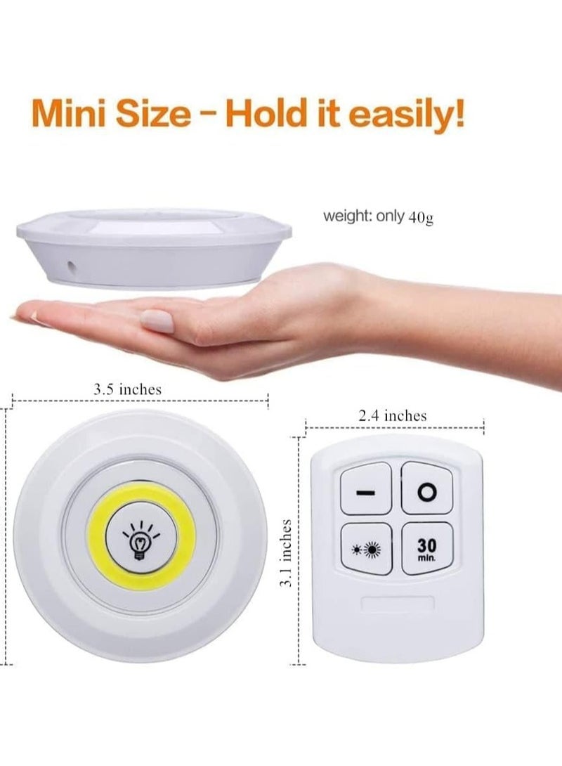 ELTRAZONE LED Puck Lights with Remote Control - 3 Pack Wireless Battery Operated Stick-On Lights for Under Cabinet, Closet, Bedroom, Kitchen – Dimmable LED Lights with Timer, Adjustable Brightness, Easy Installation & Energy Efficient  - Image 3