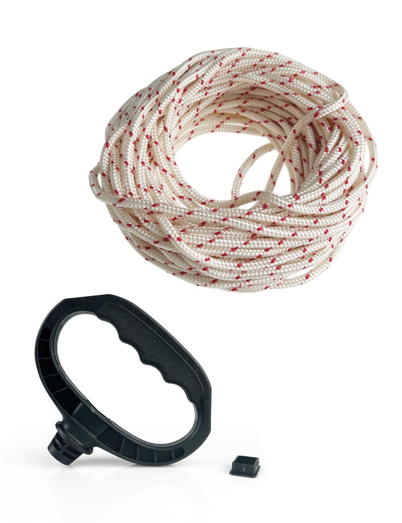 YAMAKATO Recoil Starter Handle with 3.5mm*16ft Pull Rope for MTD Troy-Bilt Honda Predator Generac Champion Lawn Mower Trimmer Generator Washer Snowblower Small Engine Pull Cord Replacements - Image 1