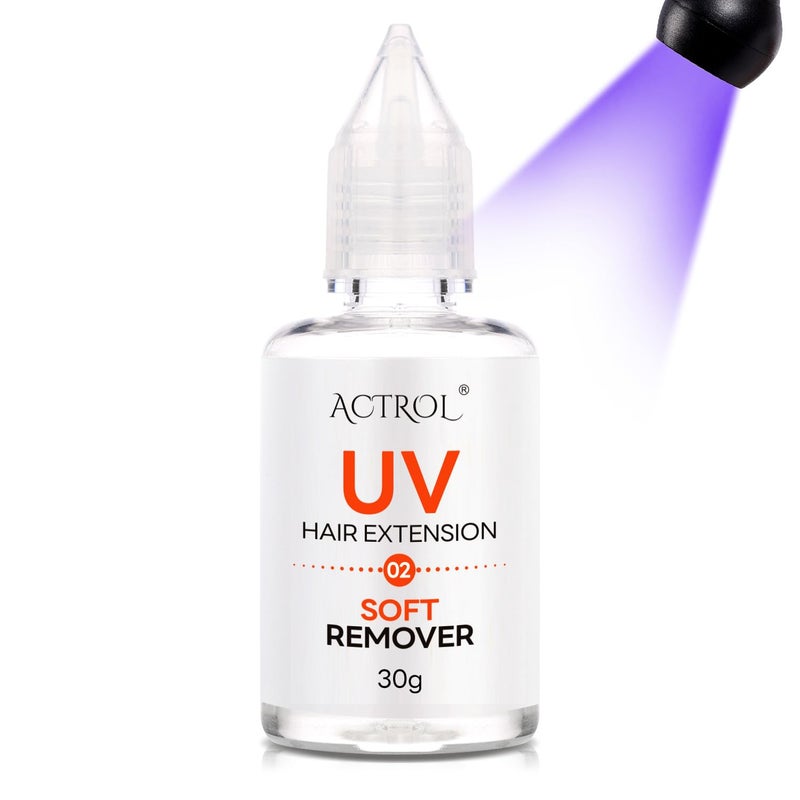 ACTROL Hair Extension UV Glue Remover V Light Hair Extension Glue Remover Fast Dry Waterproof Mild Transparent Glue Hair Glue UV 