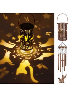YHmall Solar Wind Chimes For Outside, 35" Cat Gifts For Women/Men Windchimes Outdoors, Solar Lantern Memorial Wind Chimes Gifts For Mom Grandma Garden Decor  - Image 1