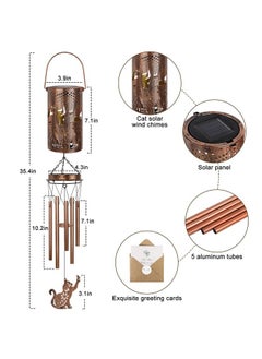 YHmall Solar Wind Chimes For Outside, 35" Cat Gifts For Women/Men Windchimes Outdoors, Solar Lantern Memorial Wind Chimes Gifts For Mom Grandma Garden Decor  - Image 5