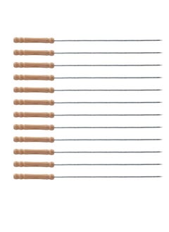 Utoolmart Stainless Steel  Skewers with Wooden Handle – Reusable Barbecue Sticks for Grilling, Camping, Cookware, and Campfire Cooking  - Image 1