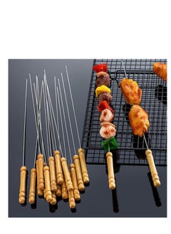 Utoolmart Stainless Steel  Skewers with Wooden Handle – Reusable Barbecue Sticks for Grilling, Camping, Cookware, and Campfire Cooking  - Image 3