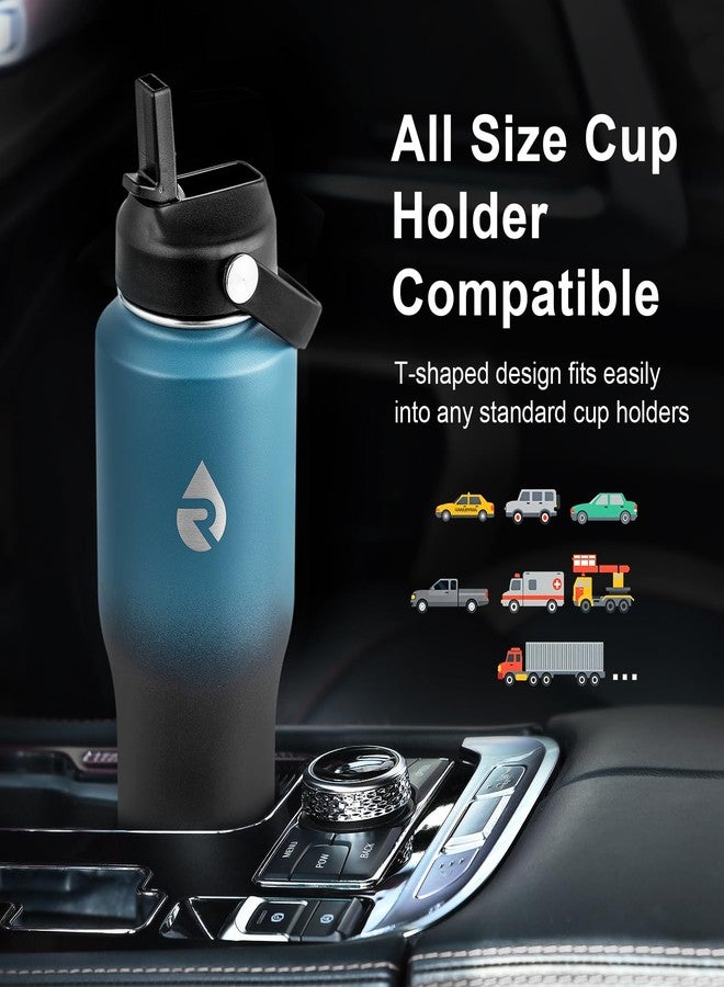 RAYMYLO 32 oz Insulated Water Bottle with Straw fit in Car Cup Holder, Triple Wall Vacuum Stainless Steel(Cold 48 hrs, Hot 24 hrs), Leakproof & Non-BPA, Hydro Travel Flask with Straw and Spout Lid - Image 2