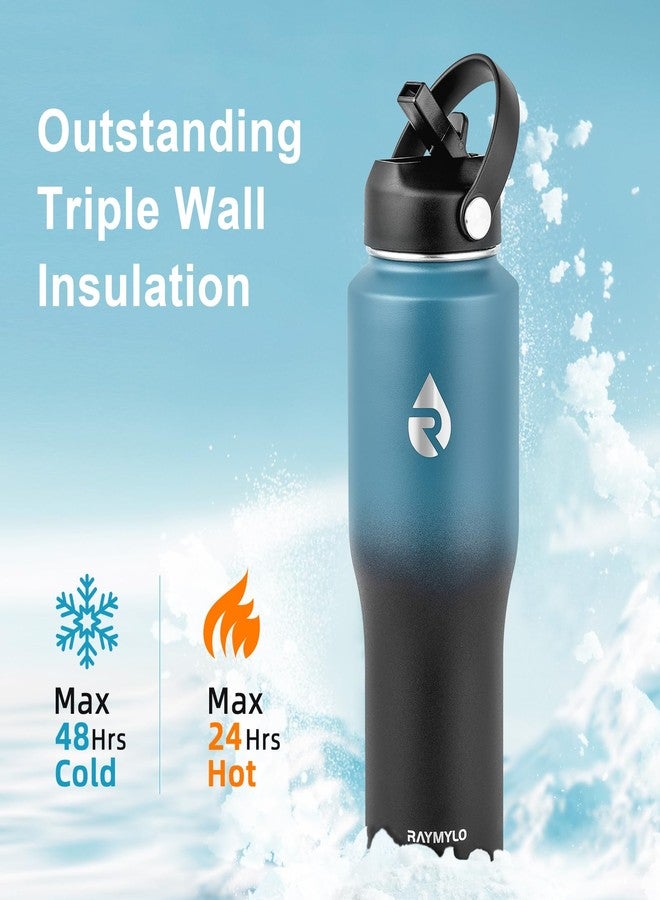 RAYMYLO 32 oz Insulated Water Bottle with Straw fit in Car Cup Holder, Triple Wall Vacuum Stainless Steel(Cold 48 hrs, Hot 24 hrs), Leakproof & Non-BPA, Hydro Travel Flask with Straw and Spout Lid - Image 3
