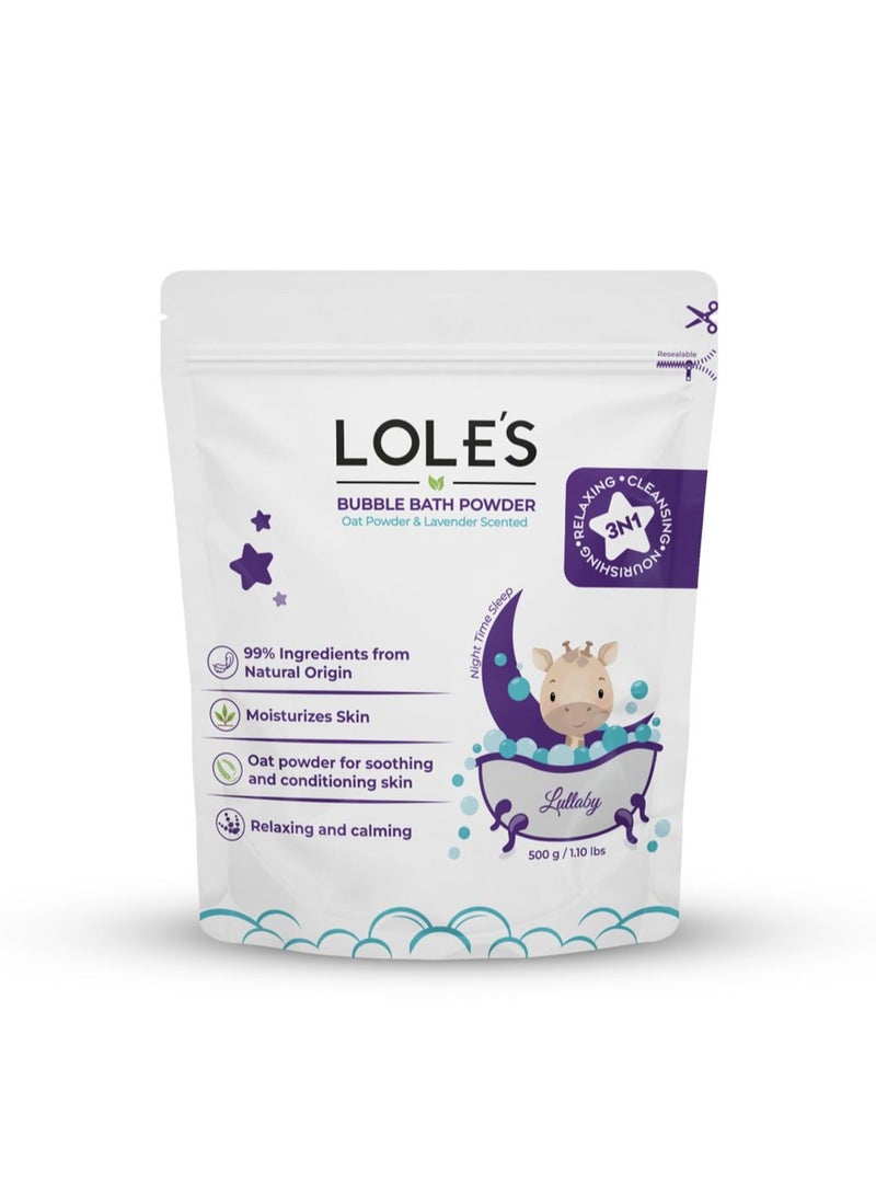Lole's Baby Bubble Bath Powder with Epsom Salt, Lavender Scented, 100% Natural, Chemical Free, 500g - Image 1