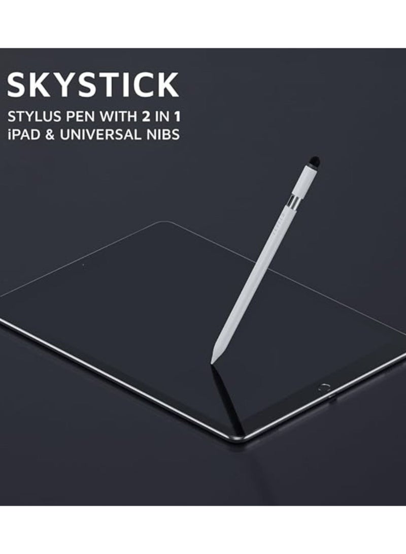 ليفيلو Skystick Universal ومتوافق مع قلم iPad Stylus، سنون قابلة للاستبدال، رأس متدفق للاستخدام العالمي، رفض راحة اليد، أنبوب من سبائك الألومنيوم، نصيحتان إضافيتان، وضع الاستعداد لمدة 6 أشهر، نوم تلقائي - أبيض - Image 3