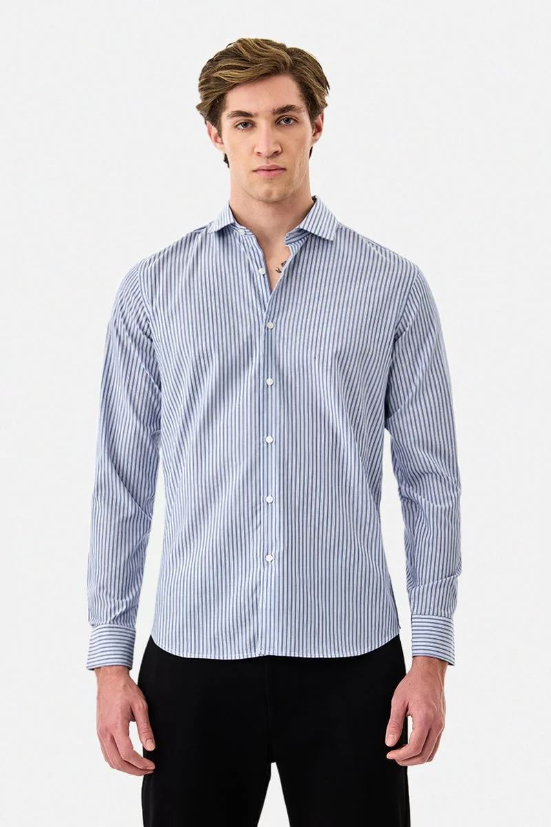 SNITCH Slim Fit 100% Cotton Stripes Luxe Shirt