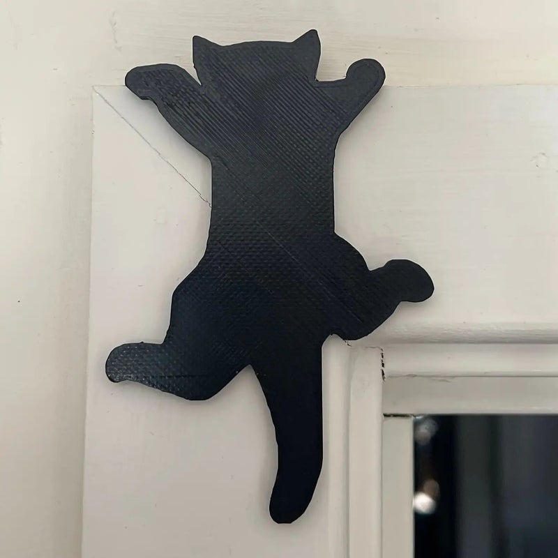 Retro Black Crawling Cat Door Frame Decoration Hardwood Animal Theme - Image 3