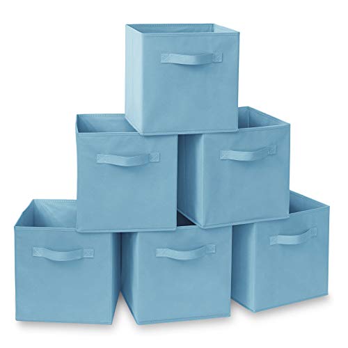 Casafield Set of 6 Collapsible Fabric Cube Storage Bins Baby Blue  11 Foldable Cloth Baskets for Shelves Cubby Organizers  More