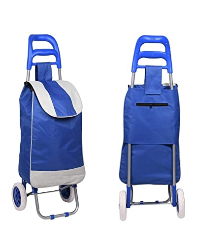 GTC® Foldable Shopping Trolly Luggage Bag Vegetable Trolley with Wheel Easy to Carry Travelling Luggage Trolley Bag with Good Looking and Easy Carring SD-1 (Blue) - Image 2