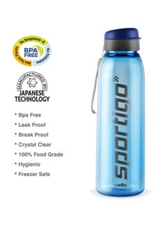 Cello Sportigo Plastic Water Bottle, 800ml, Blue, Ideal for Gym, Office, Travel  - Image 2