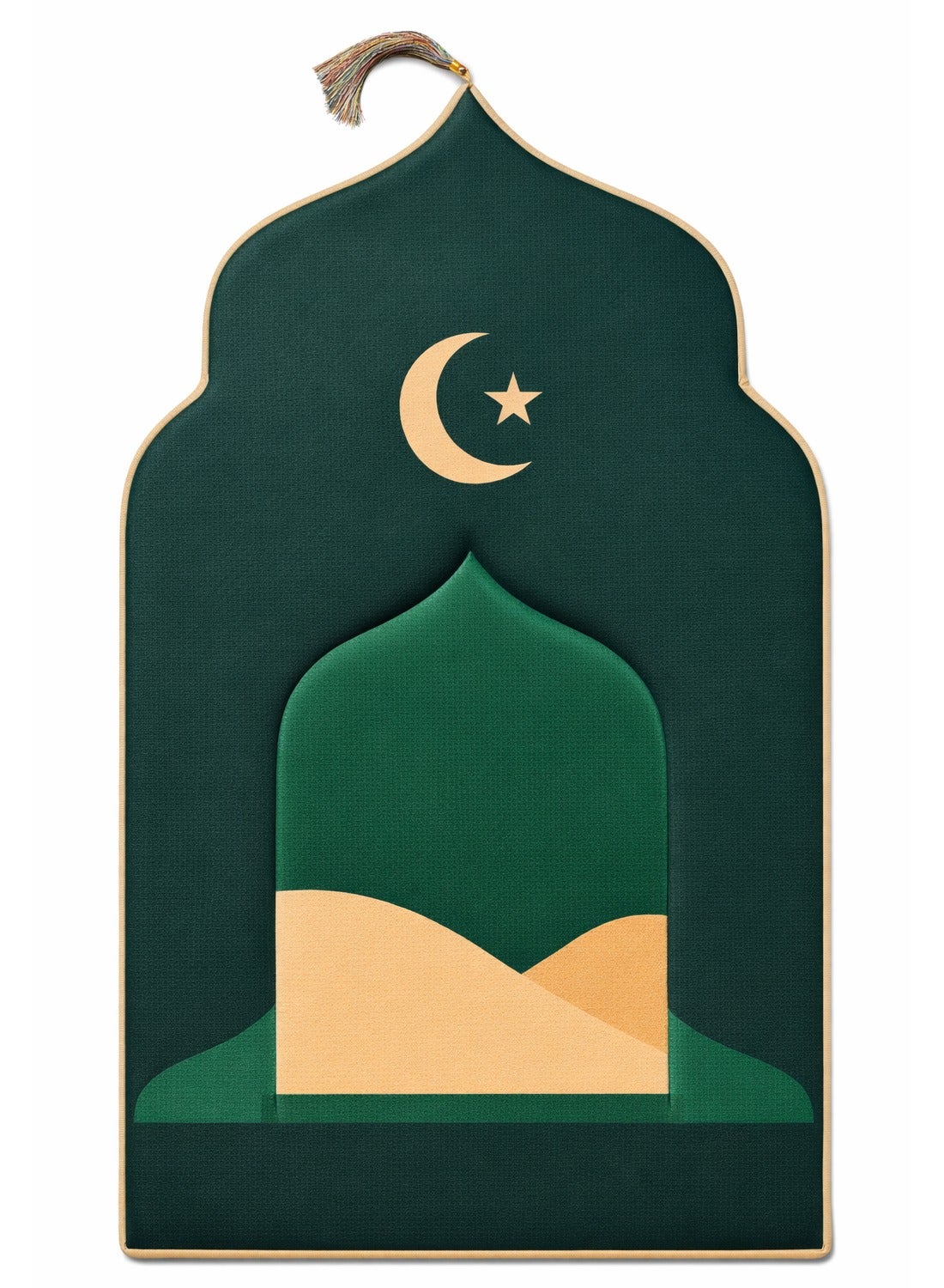 Kids Prayer Mat 60x95cm Memory Foam Prayer Mat for Kids Dome Style with Colorful 3D Design and Tassel Nonslip Lightweight Salah Mat for Kids Gift Mat Dark Green
