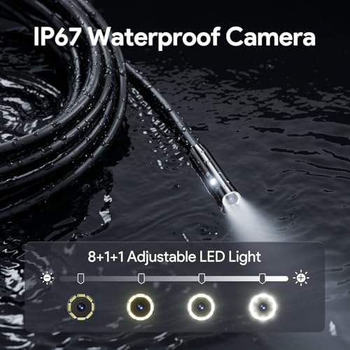 DEPSTECH Inspection Endoscope Camera with Lights: Triple Lens 5" IPS Screen Snake Camera with 16.5FT Flexible Cable, Waterproof 1080P Industrial Borescope Tool for Auto, Wall, Sewer, Pipe, Mechanics - Image 5