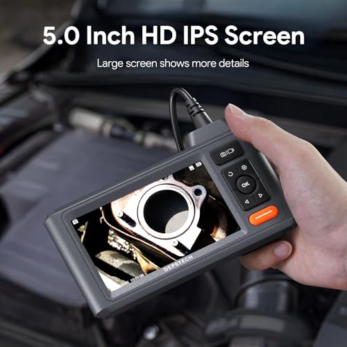 DEPSTECH Inspection Endoscope Camera with Lights: Triple Lens 5" IPS Screen Snake Camera with 16.5FT Flexible Cable, Waterproof 1080P Industrial Borescope Tool for Auto, Wall, Sewer, Pipe, Mechanics - Image 3