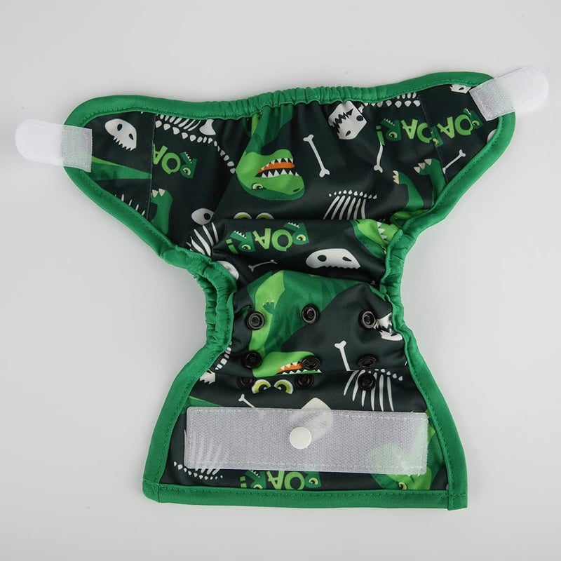 Sigzagor Newborn Baby Cloth Diaper Cover Nappy Hook and Loop Green Dinosaurs - Image 3
