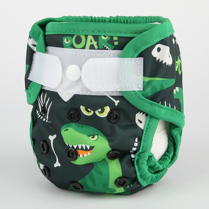 Sigzagor Newborn Baby Cloth Diaper Cover Nappy Hook and Loop Green Dinosaurs - Image 2