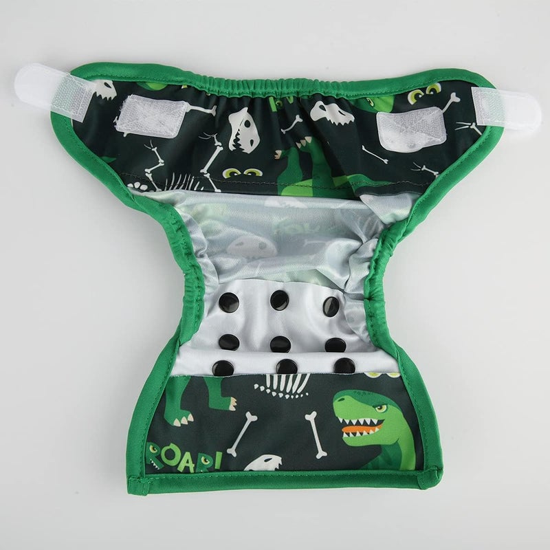 Sigzagor Newborn Baby Cloth Diaper Cover Nappy Hook and Loop Green Dinosaurs - Image 4