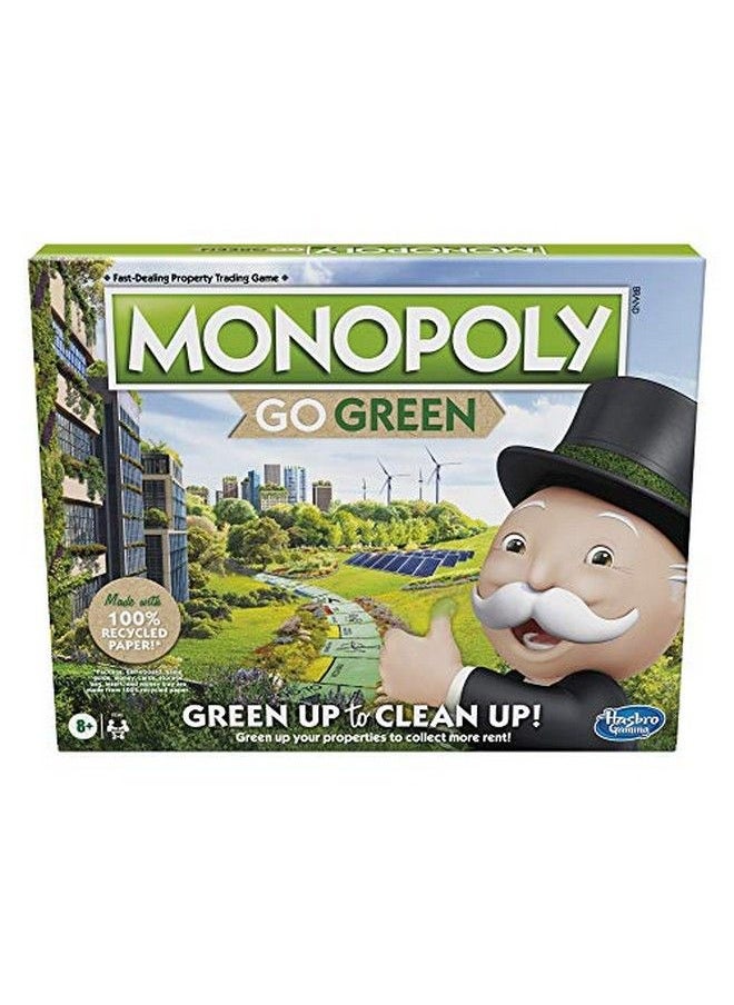 null - Monopoly: Go Green Edition Game Made With 100% Recycled Paper Parts And Plantbased Plastic Tokens, Board Game For Families Ages 8 And Up - Image 1