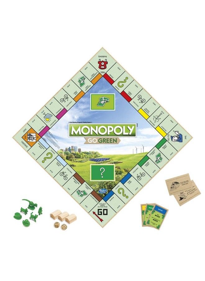 null - Monopoly: Go Green Edition Game Made With 100% Recycled Paper Parts And Plantbased Plastic Tokens, Board Game For Families Ages 8 And Up - Image 1