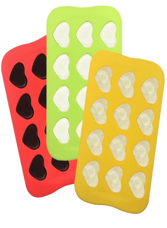 DaKuan Silicone Heart Shaped Molds, 3 Packs 12 Cavities Heart Shaped Silicone Mold for Chocolate Cake Jelly Pudding Handmade Soap Mould Candy Making (Red, Yellow, Green) - Image 2