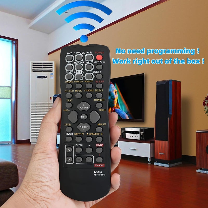 New Replacement Remote Control RAV254 Compatible for Yamaha AV Receiver RX-V350 RX-V390 RX-V359 RX-V373 RX-459 RX-V496 HTR-5240 HTR-5250 HTR-5630 - Image 2