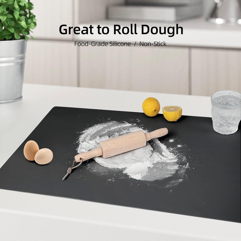 Treerit 2 Pack Silicone Mats for Kitchen Counter, 23.62" x 15.75" Thick Large Silicone Mat, Nonskid Heat Resistant Countertop Protector, Easy to Clean, Black - Image 5