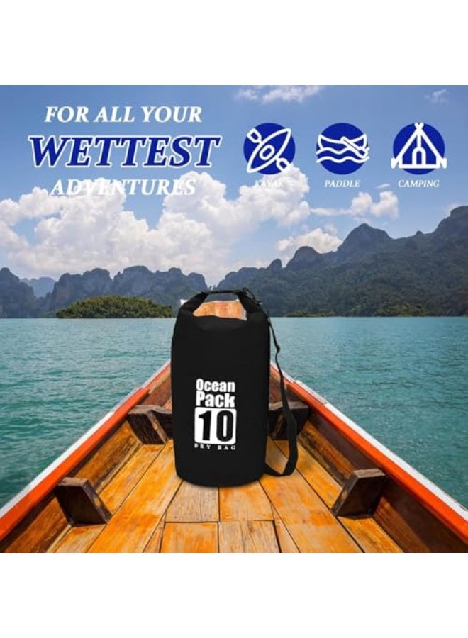 أوشن باك حقيبة جافة مقاومة للماء باللون الأسود، سعة 10 لتر، قابلة للطي، حقيبة تخزين جافة خفيفة الوزن، حقيبة مسبح مقاومة للماء بغطاء قابل للطي، حقائب مقاومة للماء لركوب الكاياك، مناسبة للقوارب والسباحة والتخييم والمشي لمسافات طويلة والش - Image 5