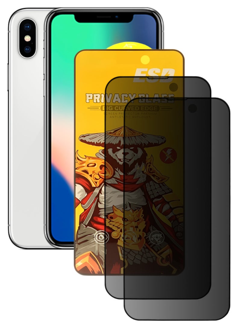ESD 2 Pieces Tempered Dustproof Privacy Glass Screen Protector Compatible For iPhone X - Image 1