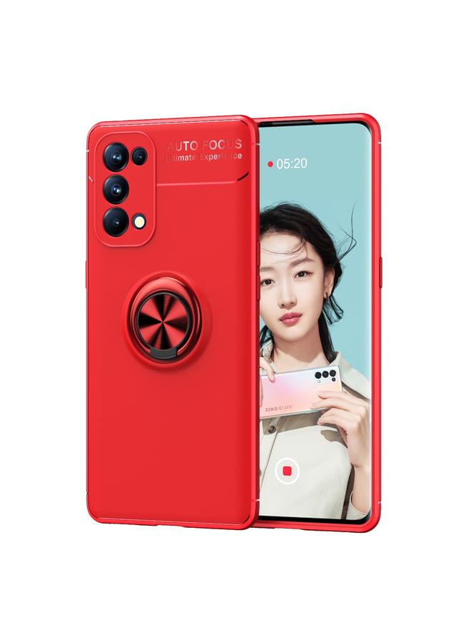 جرين تايجر لهاتف OPPO Reno5 Pro 5G حامل حلقة معدنية 360 درجة حافظة تي بي يو (أحمر) - Image 1