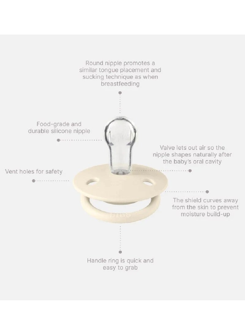 Baby - BIBS Pacifier DeLux (Silicone) One Size 0-3 Yrs , 1-piece - Ivory - Image 1