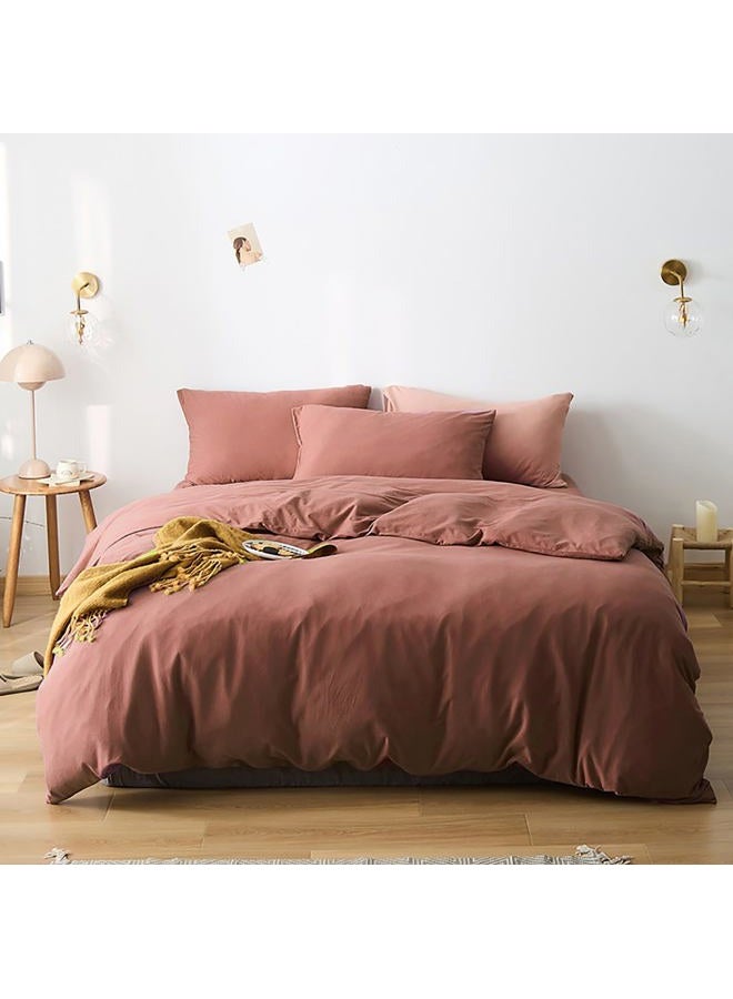 Cottonight Brick Red Comforter Queen Bedding Set - Full Solid Modern Blackish Red Blanket Quilts Soft Simple Breathable Comforter for Women & Men - Image 1