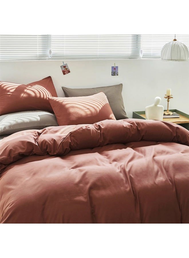 Cottonight Brick Red Comforter Queen Bedding Set - Full Solid Modern Blackish Red Blanket Quilts Soft Simple Breathable Comforter for Women & Men - Image 5