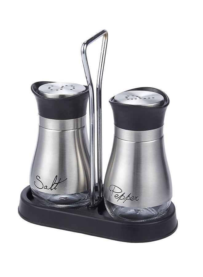 2-Piece Salt And Pepper Shakers Set Silver/Black 4 x 6 x 2inch