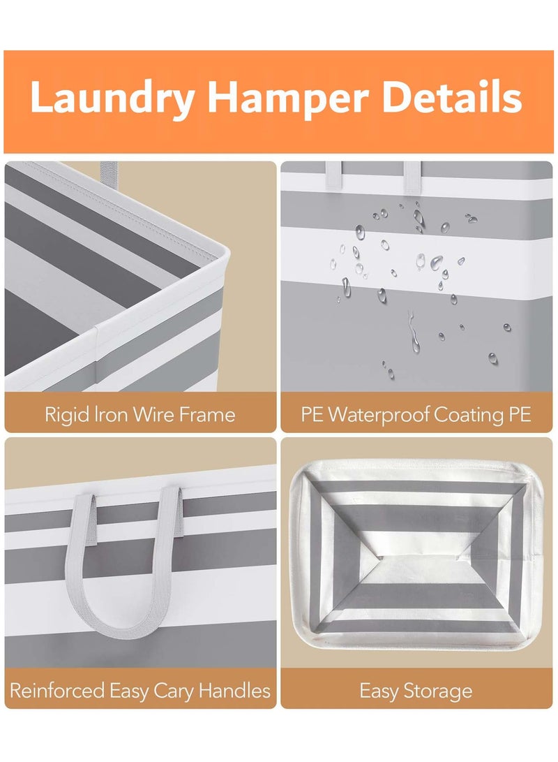 2 Pack Laundry Basket Collapsible Laundry Bag with Easy Carry Handles Freestanding Laundry Hamper for Clothes, Blankets, Cushions