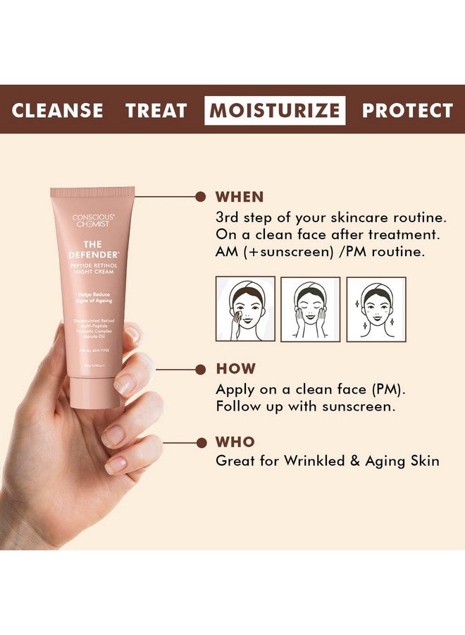 كيميائي واعي كريم مرطب من Conscious Chemist® 0.5% Retinol | 20 جرام | كريم ليلي، كريم للوجه للرجال والنساء، كريم مضاد للشيخوخة متعدد الببتيدات، يقلل من الخطوط الدقيقة وخطوط الرقبة والتجاعيد، لجميع أنواع البشرة - The Defender - Image 3