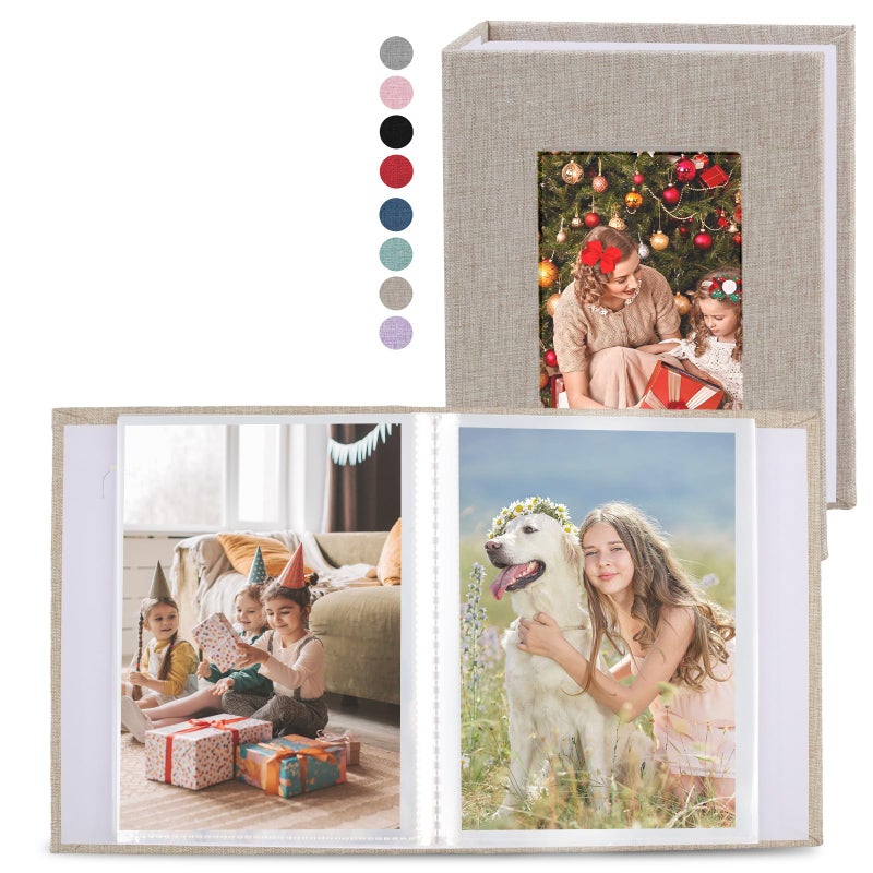 vivinin 2 Pack Photo Album 4x6, Linen Cover Photo Book, Small Photo Album Book for 36 Pockets Hold 72 Pictures, Picture Book for Photos Family Anniversaries Baby Vacations (Beige) - Image 1