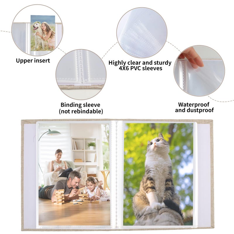 vivinin 2 Pack Photo Album 4x6, Linen Cover Photo Book, Small Photo Album Book for 36 Pockets Hold 72 Pictures, Picture Book for Photos Family Anniversaries Baby Vacations (Beige) - Image 5