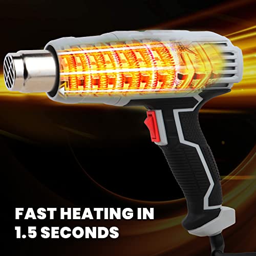 Izom 2000W Heavy Duty Hot Air Gun With Dual Temperature Settings & Four Nozzles for Crafts, Shrinking, Wrapping, Tubing, Multi - Image 3