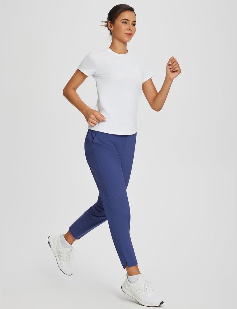 baleaf Womens Travel Pants Lightweight Stretch with Zipper Pockets Petite Ankle Dressy Golf Work Business Casual Navy Blue M - Image 2