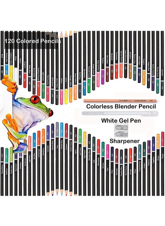 KALOUR Premium Colored Pencils,Set of 120 Colors,Artists Soft Core with Vibrant Color,Ideal for Drawing Sketching Shading,Coloring Pencils for Adults Beginners kids