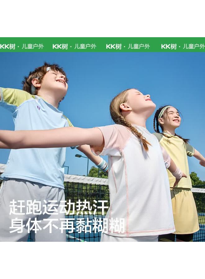 Kocotree Kk Tree Kids Quick-dry Moisture-wicking T-shirt Outdoor Sports Training Summer Colorblock Light Tea Green 110 - Image 3