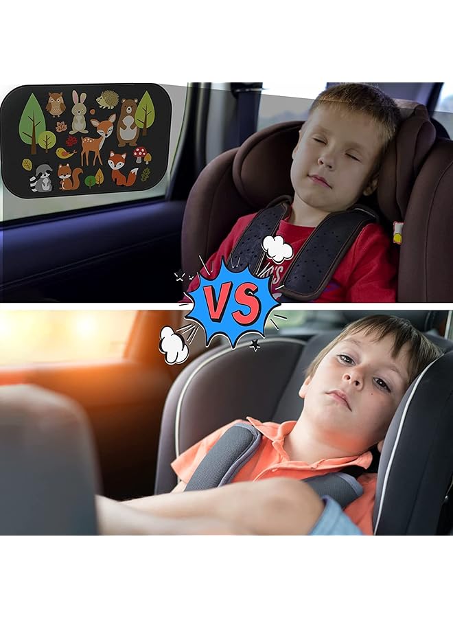 SYOSI Car Sun Shade Car Window Shades For Kids Baby Pet Uv Rays/Sunlight Protection Car Sunshades Shield Visor Adsorption Electrostatic For Car Side Windscreen Window 2 Pack (Animal Forest) - Image 2