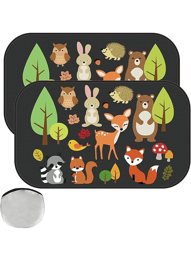 SYOSI Car Sun Shade Car Window Shades For Kids Baby Pet Uv Rays/Sunlight Protection Car Sunshades Shield Visor Adsorption Electrostatic For Car Side Windscreen Window 2 Pack (Animal Forest) - Image 1
