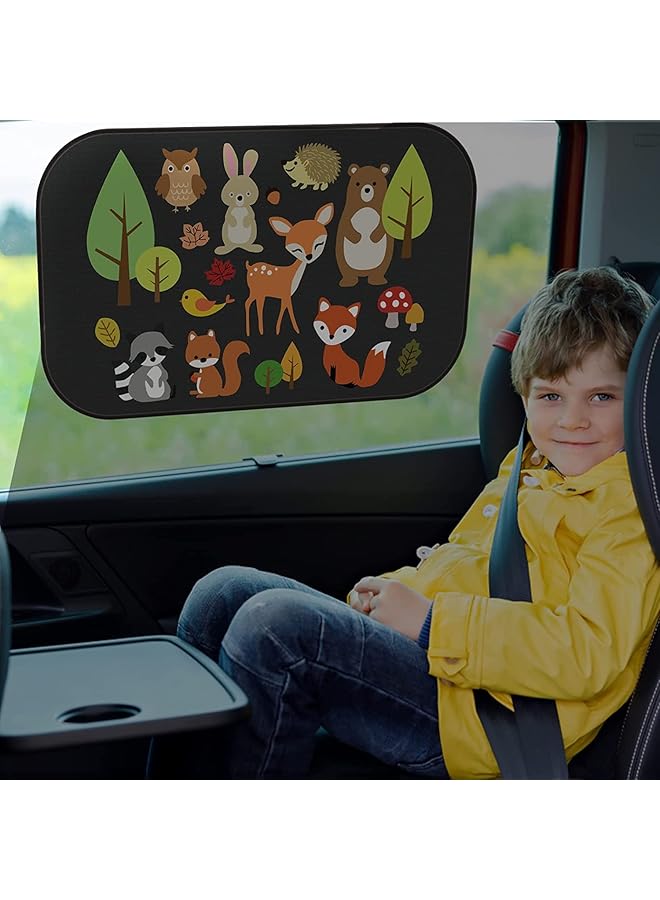 SYOSI Car Sun Shade Car Window Shades For Kids Baby Pet Uv Rays/Sunlight Protection Car Sunshades Shield Visor Adsorption Electrostatic For Car Side Windscreen Window 2 Pack (Animal Forest) - Image 3