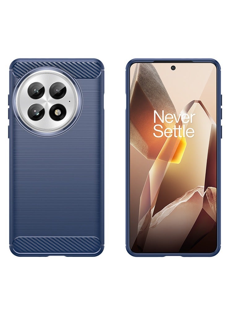 Brushed Carbon Fiber Shockproof Case For OnePlus 13 - Dark Blue - Image 4