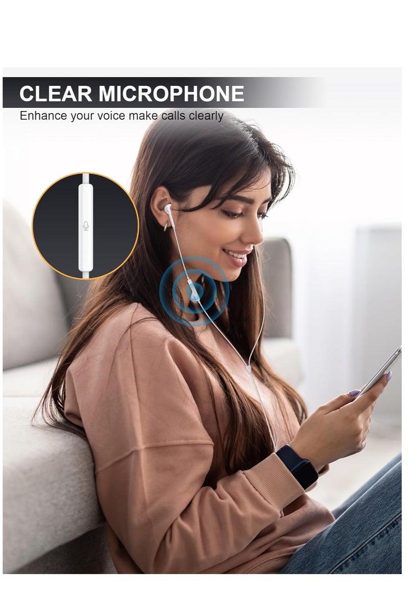 USB C Earphones Wired, Type C Headphone with Micphone,Typ-C Ear Bud Compatible with iPhone 15 16  17 iPad Pro/Air , Samsung Galaxy S25 S24 A53,Google Pixel,Xiaomi Redmi,Huawei Honor,Oppo,Vivo - Image 4